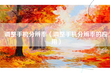 调整手机分辨率(调整手机分辨率的应用)